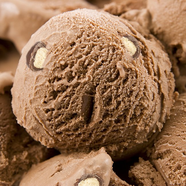 Close-up of delicious chocolate ice cream; background